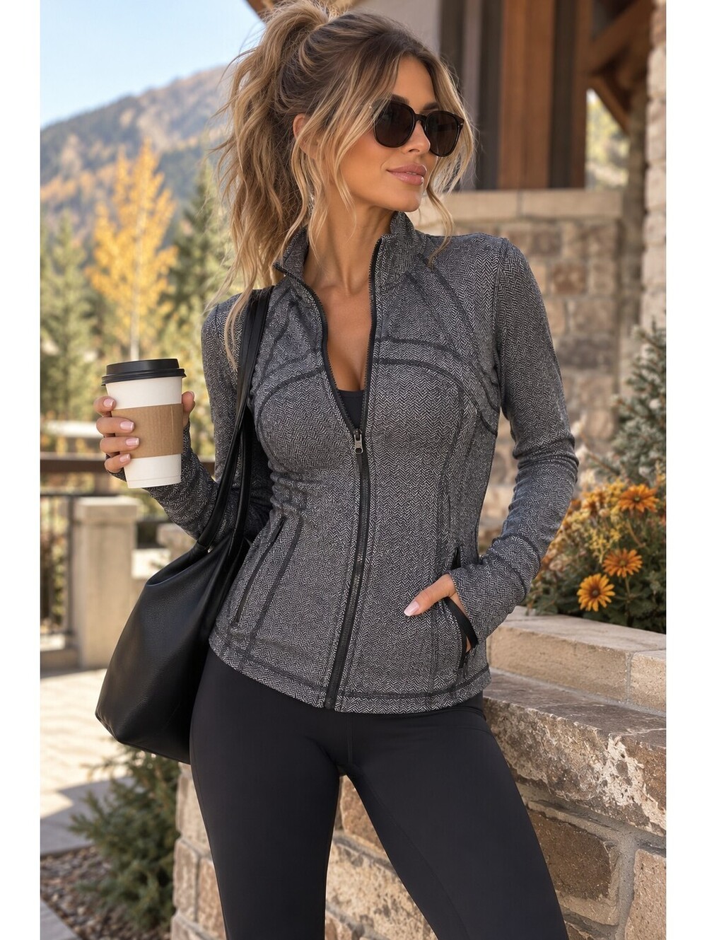 lululemon Define Jacket Heathered Herringbone Black Gray Luon Size 10